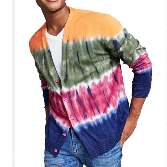 NEW! Jerome Lamaar And Now This Cardigan Sweater Small $69.50‎ Tie-Dye Cotton - Picture 1 of 12